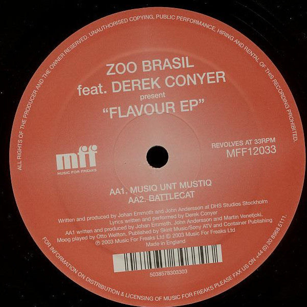 Zoo Brazil Feat. Derek Conyer : Flavour (12", EP)