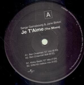 Serge Gainsbourg & Jane Birkin : Je T'aime (The Mixes) (12", Promo)