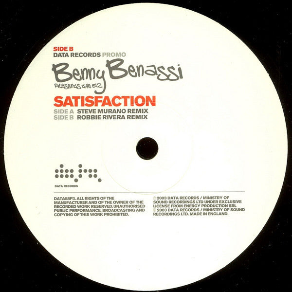 Benny Benassi Presents The Biz (5) : Satisfaction (12", Promo)