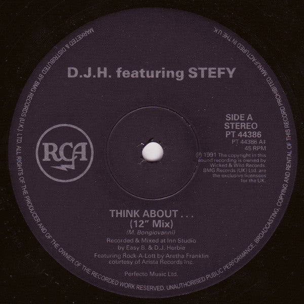 D.J.H. Featuring Stefy* : Think About... (12")