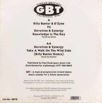 Billy Bunter* & D'Zyne* Vs Devotion (4) & Synergy* : Knowledge Is The Key / Take A Walk On The Wild Side (12")