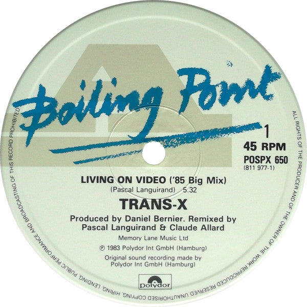 Trans X* : Living On Video ('85 Big Mix) (12")