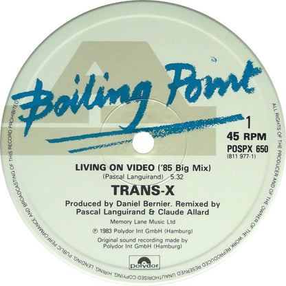 Trans X* : Living On Video ('85 Big Mix) (12")