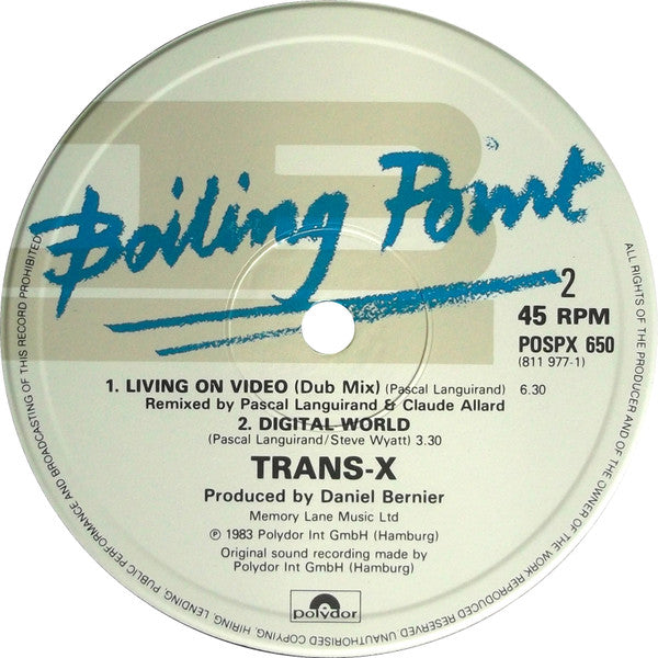 Trans X* : Living On Video ('85 Big Mix) (12")