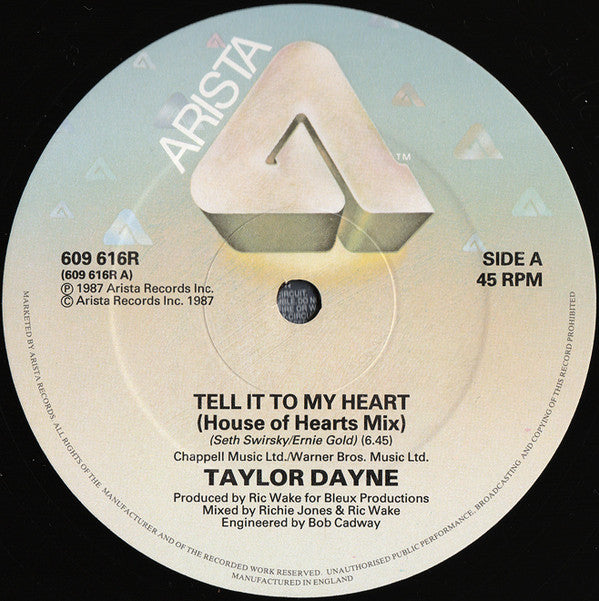 Taylor Dayne : Tell It To My Heart (House Of Hearts Mix) (12", Single, M/Print)