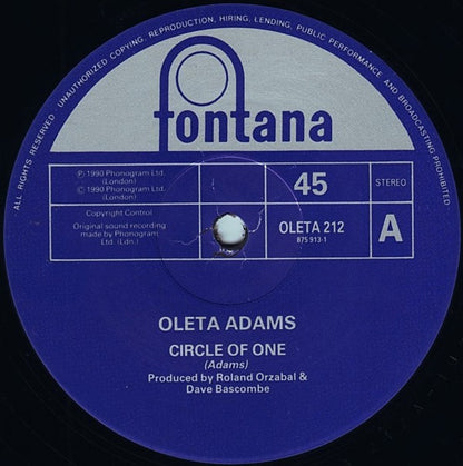 Oleta Adams : Circle Of One (12")