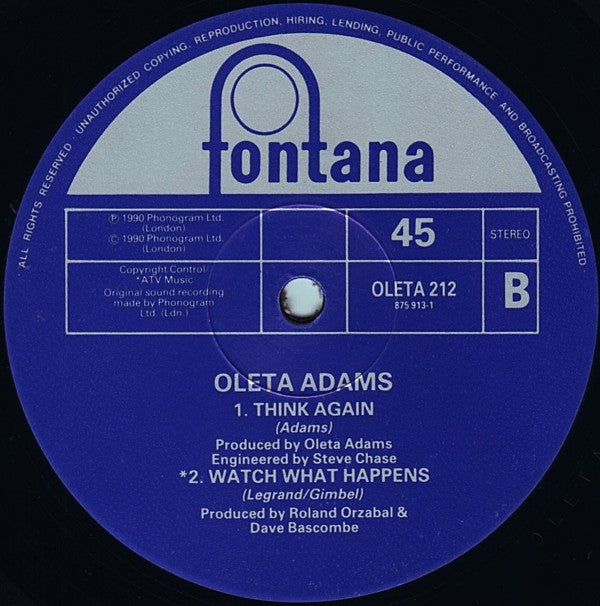 Oleta Adams : Circle Of One (12")
