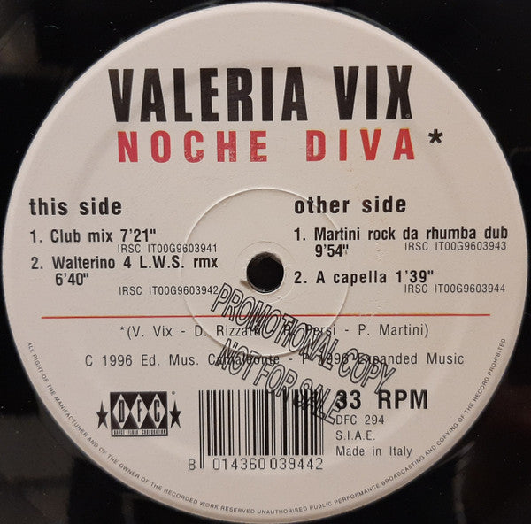 Sueño Latino Presents Valeria Vix : Noche Diva (12", Promo)