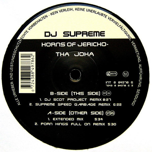 DJ Supreme : Horns Of Jericho - Tha Joka (12")