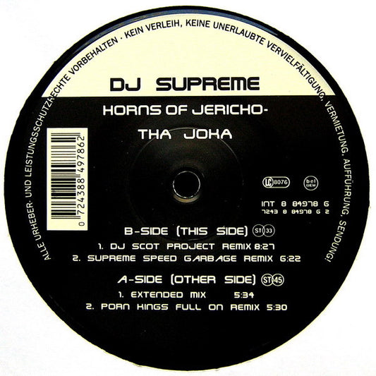 DJ Supreme : Horns Of Jericho - Tha Joka (12")