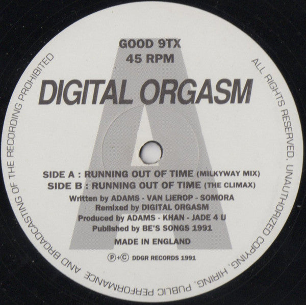 Digital Orgasm : Running Out Of Time (Remix) (12", Single, Die)