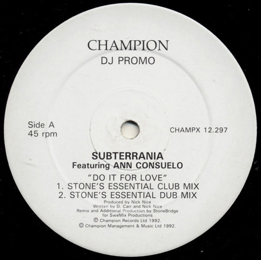 Subterrania Featuring Ann Consuelo : Do It For Love (12", Promo)