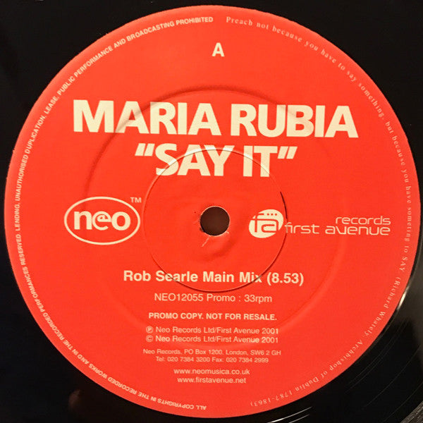 Maria Rubia : Say It (2x12", Promo)
