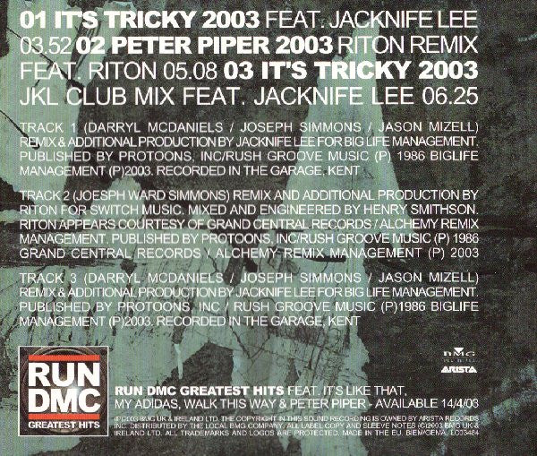 Run-DMC Feat. Jacknife Lee : It's Tricky 2003 (CD, Single)