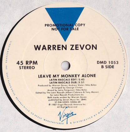 Warren Zevon : Leave My Monkey Alone (12", Promo)