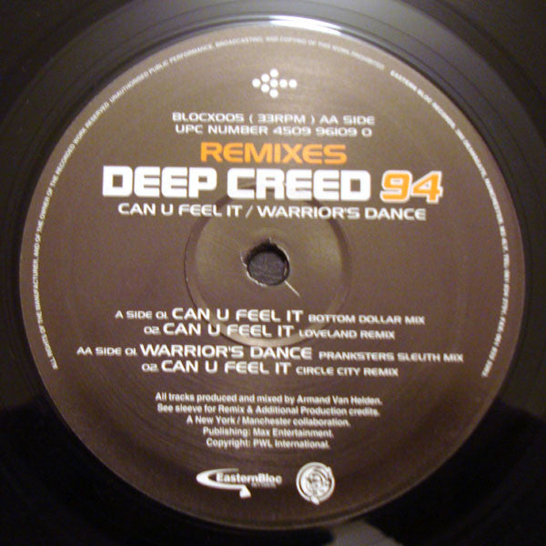 Deep Creed 94* : Can U Feel It / Warrior's Dance (Remixes) (12", Single)