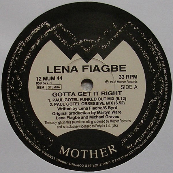 Lena Fiagbe : Gotta Get It Right (12")