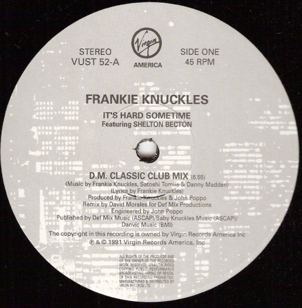 Frankie Knuckles : It's Hard Sometime (12")