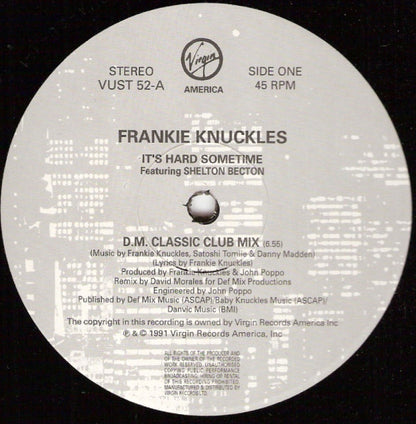 Frankie Knuckles : It's Hard Sometime (12")