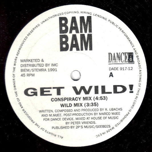 Bam Bam* : Get Wild! (12")
