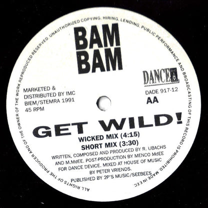 Bam Bam* : Get Wild! (12")