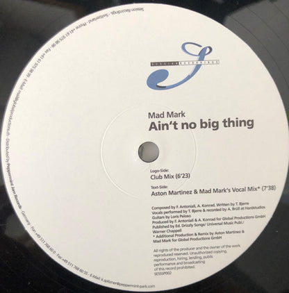 Mad Mark : Ain't No Big Thing (12")