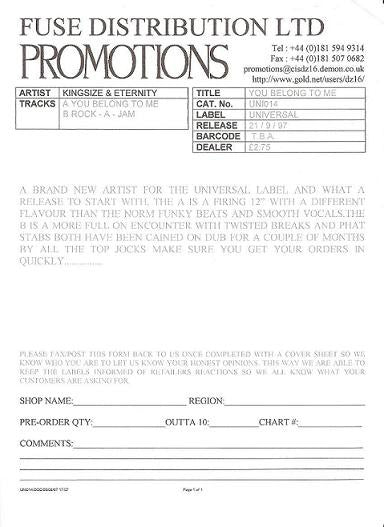 Kingsize & Eternity : You Belong To Me / Rock-A-Jam (12")