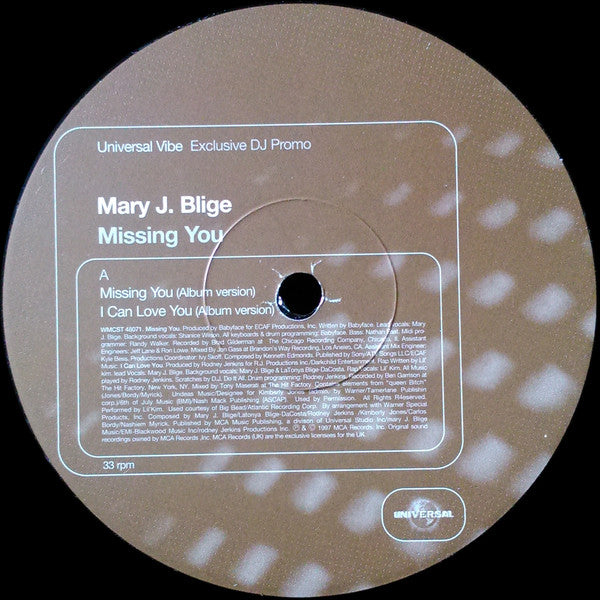 Mary J. Blige : Missing You (2x12", Promo)