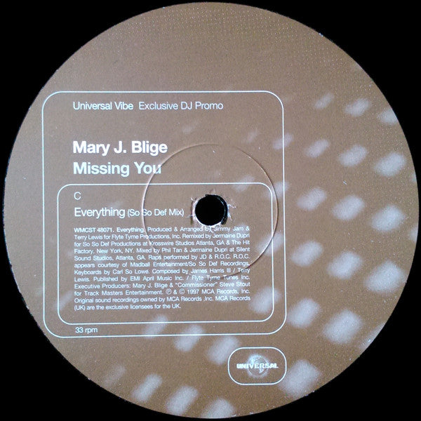 Mary J. Blige : Missing You (2x12", Promo)