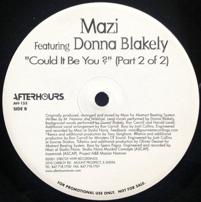 Mazi* Featuring Donna Blakely : Could It Be You? (Part 2 Of 2) (12", Promo)