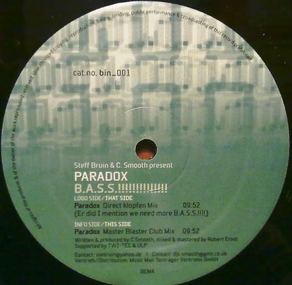 P.A.R.A.D.O.X. : B.A.S.S.!!!!!!!!!!!!!! (12")