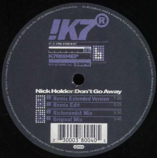 Nick Holder : Don't Go Away (12")