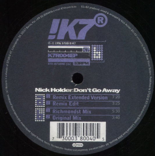 Nick Holder : Don't Go Away (12")
