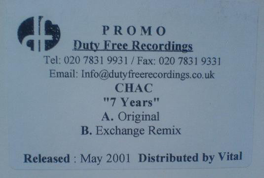 Chac : 7 Years (12", Promo, W/Lbl)