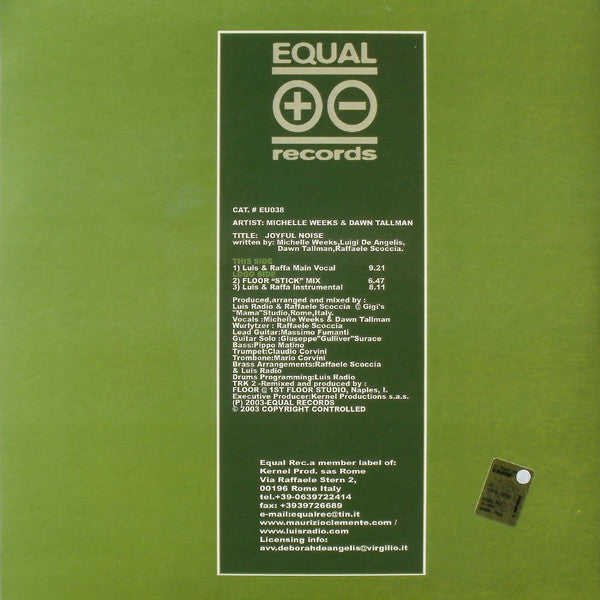 Michelle Weeks & Dawn Tallman : Joyfull Noise (12")