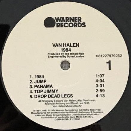 Van Halen : 1984 (LP, Album, RE, RM, RP, 180)