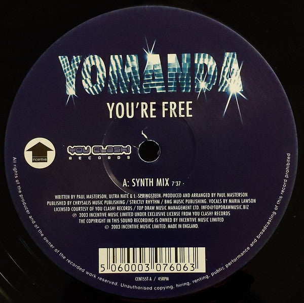 Yomanda : You're Free (Synth Mix / Voodoo & Serano Remix) (12")
