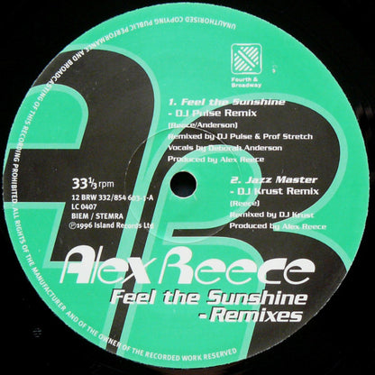 Alex Reece : Feel The Sunshine (Remixes) (12")