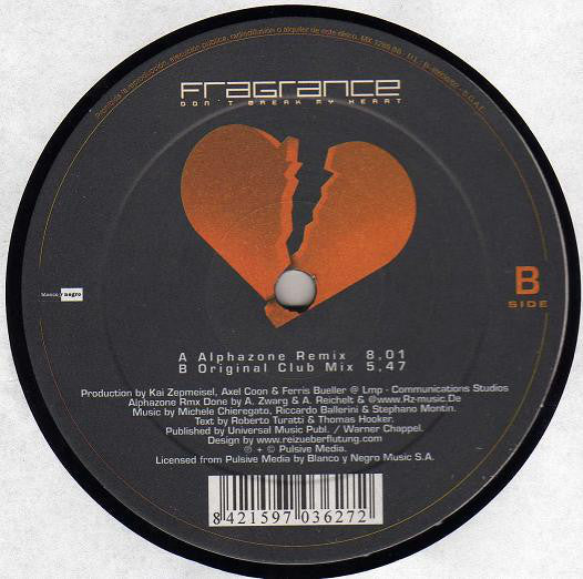 Fragrance : Don't Break My Heart (12")