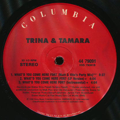 Trina & Tamara : What'd You Come Here For? (12" Mixes) (12")
