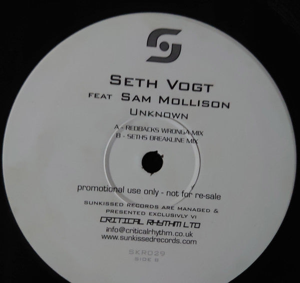 Seth Vogt feat Sam Mollison : The Unknown (12", Promo)