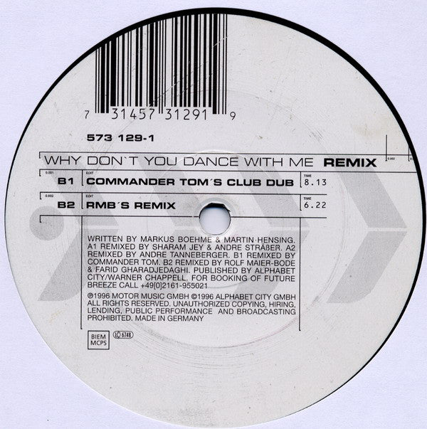 Future Breeze : Why Don't You Dance With Me (Remix) (12")