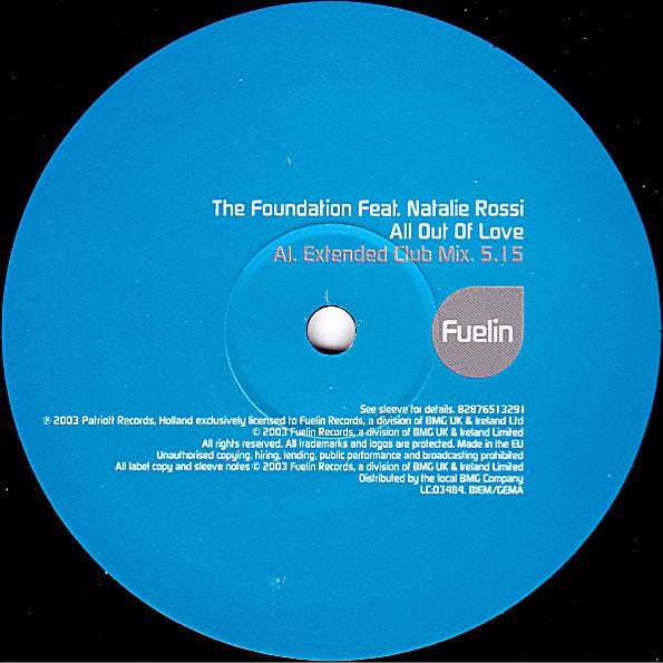 The Foundation Feat. Natalie Rossi : All Out Of Love (12")
