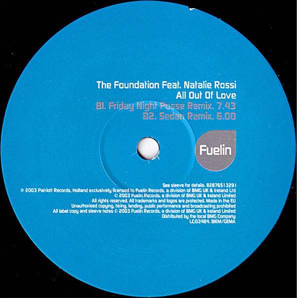 The Foundation Feat. Natalie Rossi : All Out Of Love (12")