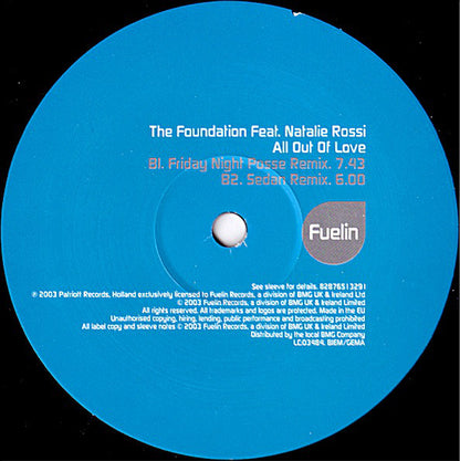 The Foundation Feat. Natalie Rossi : All Out Of Love (12")