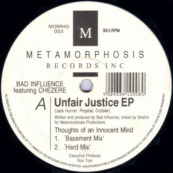 Bad Influence : Unfair Justice EP (12", EP)