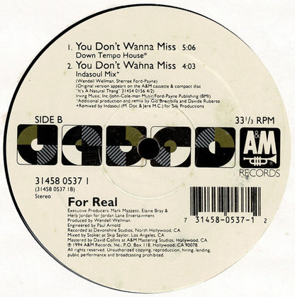 For Real : You Don't Wanna Miss (12")