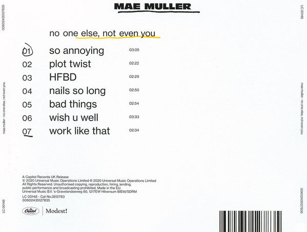 Mae Muller : No One Else, Not Even You (CD, EP)