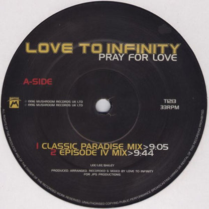 Love To Infinity : Pray For Love (12", Single)