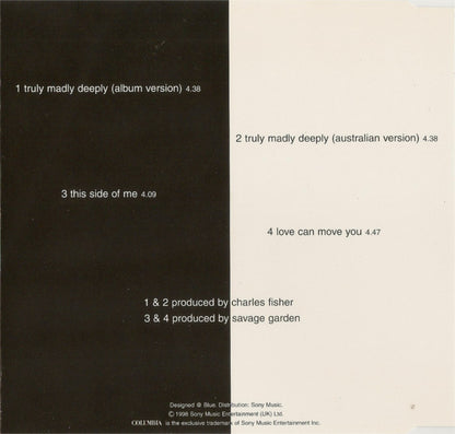 Savage Garden : Truly Madly Deeply (CD, Single)